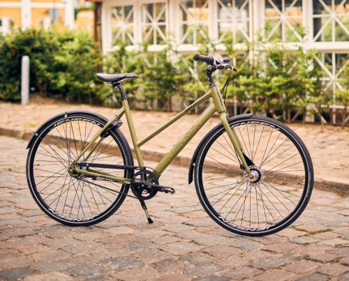 Jensen - C8 Remtræk Dame Oliven Grøn - 57 cm - Citybike